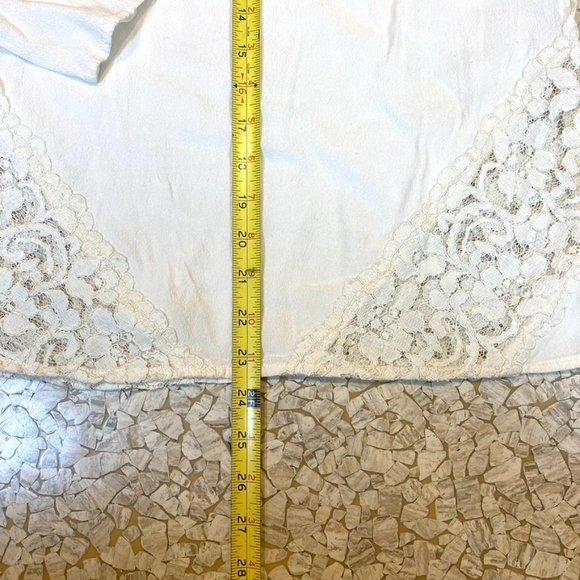 Off white Gap XS  pretty Lace inset tunic top long sleeve EUC - Picture 5 of 9